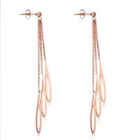 elegant hollowed out waterdrop long stainless steel tassels drop earrings for women rose gold color drop jewelry gift