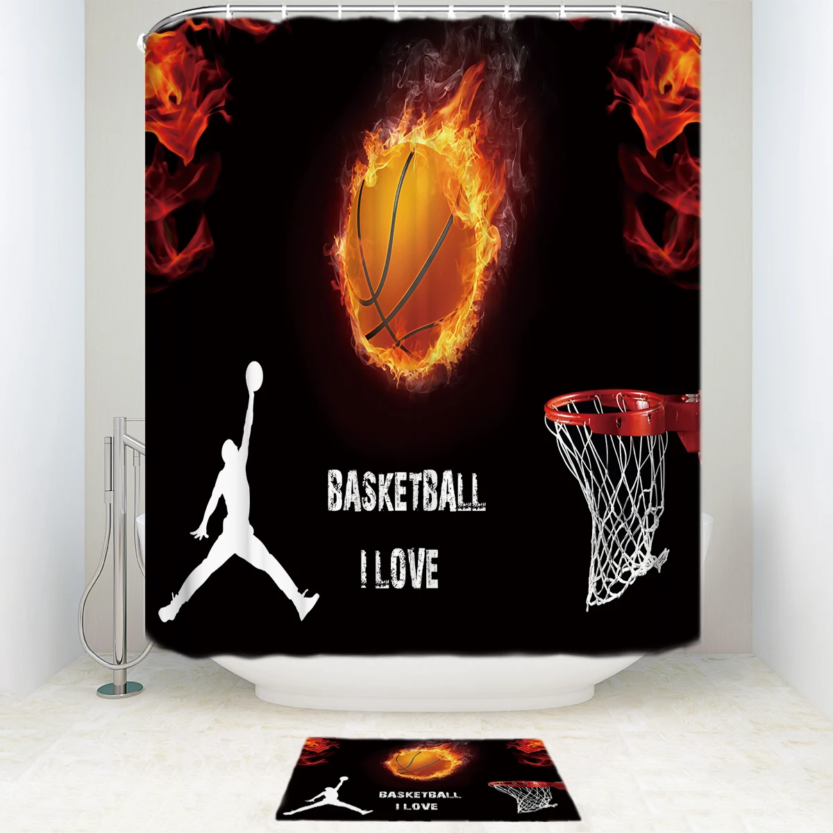 Я люблю баскетбольные занавески для душа и коврик набор забавная спортивная