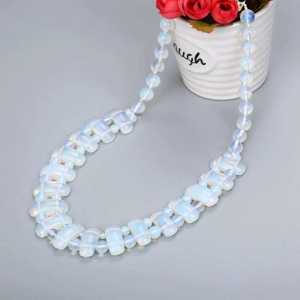 

Jade Necklace Women Man Handmade Necklace Natural Stone Beads Casual Romantic White Opal Pendant Choker Crystal Necklace Power
