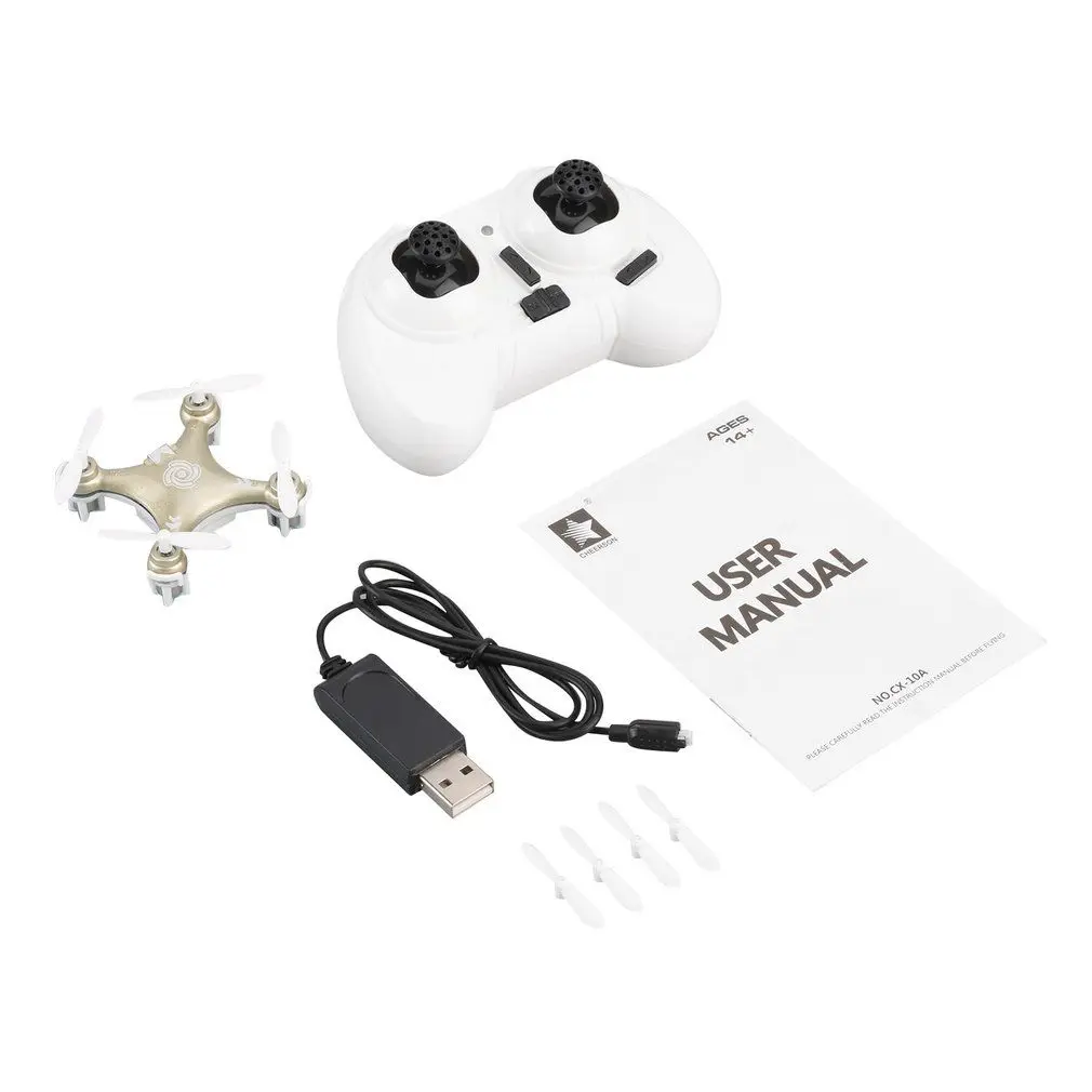 Золотой CX-10A 2,4 GHz 4CH RC мини-Дрон Квадрокоптер НЛО с безголовым режимом 3D переворачивает и рулоны Квадрокоптер игрушки для детей - Цвет: Золотой