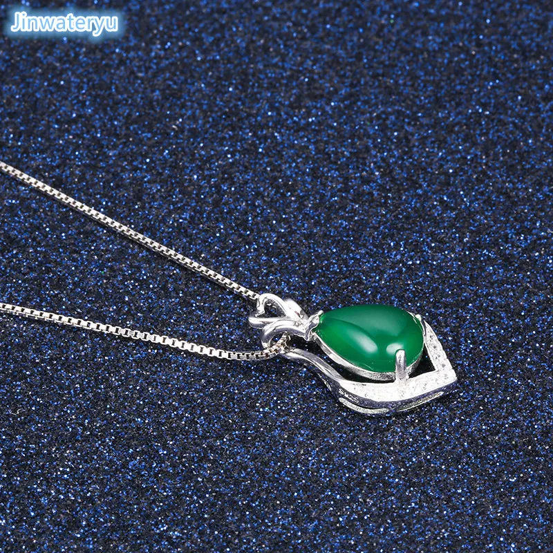 Подвеска из зеленого халцедона 925 пробы серебряные ювелирные изделия Зеленые