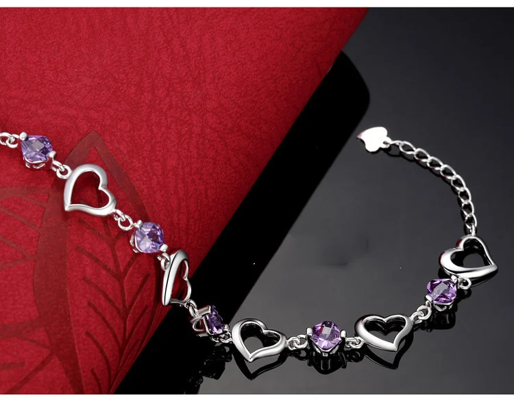 Браслет из стерлингового серебра 925 пробы для женщин ювелирные изделия Сердце