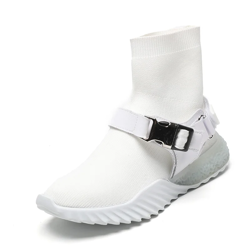 Женские кроссовки повседневная трикотажная обувь на плоской платформе высокие