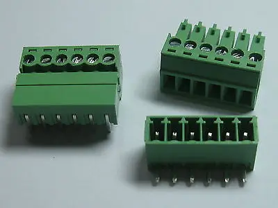12 шт винтовой Клеммная колодка соединитель 3 81 мм Угол 6 pin Зеленый подключаемый