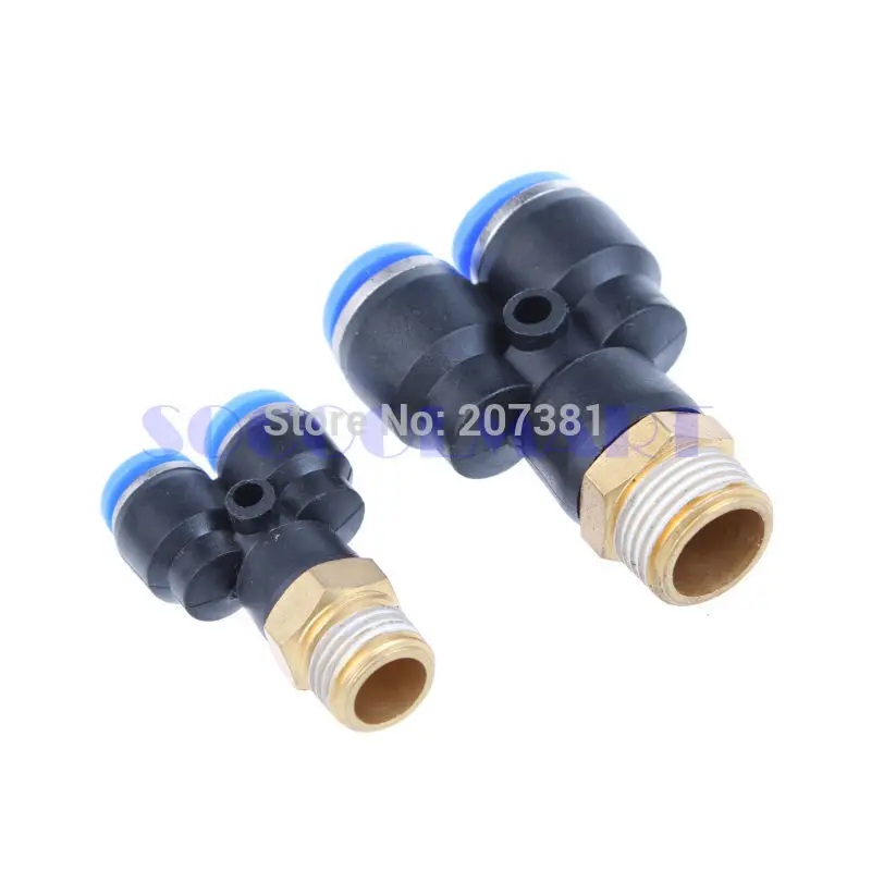 free shipping 2Pcs Air Pneumatic 1/4&quot PT to 8mm Y Shaped Push in Connectors Quick Fittings |