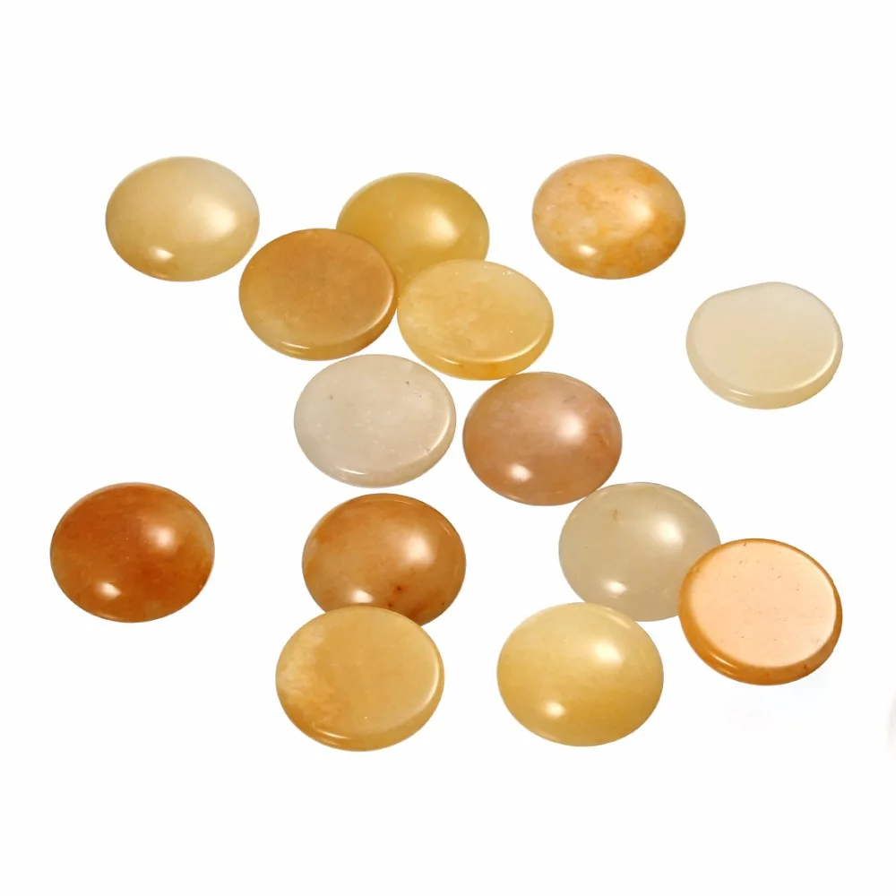 

LOULEUR Fit 6/8/12/14/16/18/20mm Nature Stone Flat Beads Yellow Round Cabochon Setting For DIY Jewelry Making Wholesale