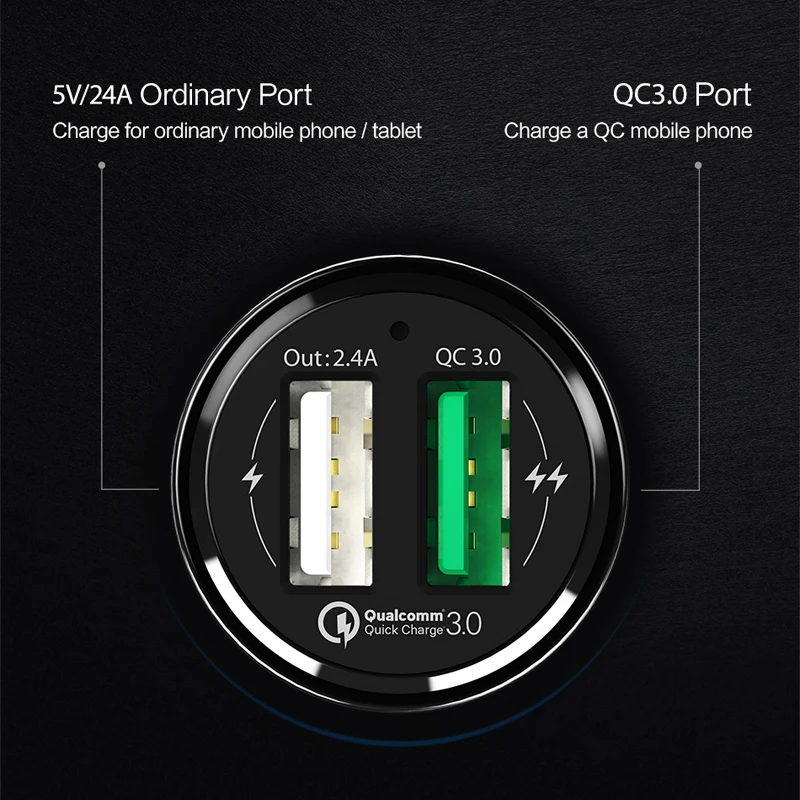 USAMS 2 порта QC 3 0 Автомобильное зарядное устройство Qualcomm телефон быстрое