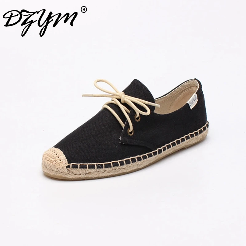 DZYM  Spring Summer Classic Canvas Espadrilles High Quality Women Flats Leisure Sneakers Pure Hand-made Linen Shoes Zapatos