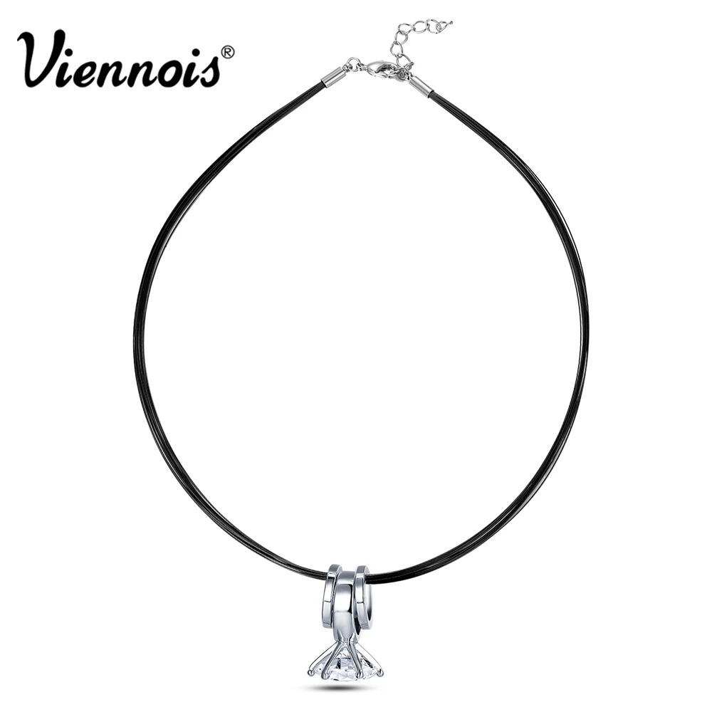 Viennois Новый серебряный цвет женские ожерелья-чокер циркон кулон тройной круги