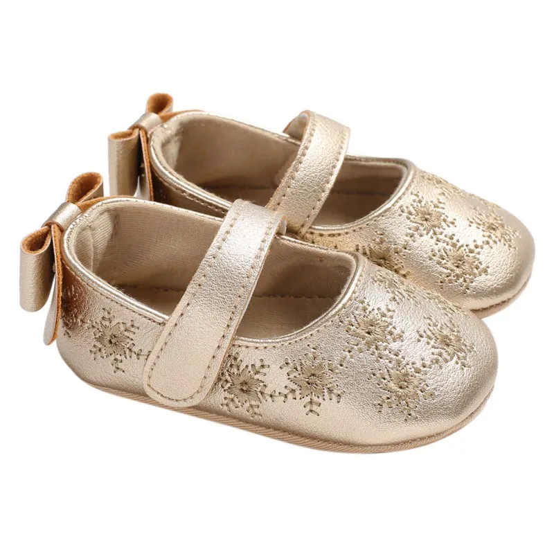 Autumn Baby Shoes PU Bow Embroidery Flowers Girl First Walkers Fashion Newborn Girls Prewalker |