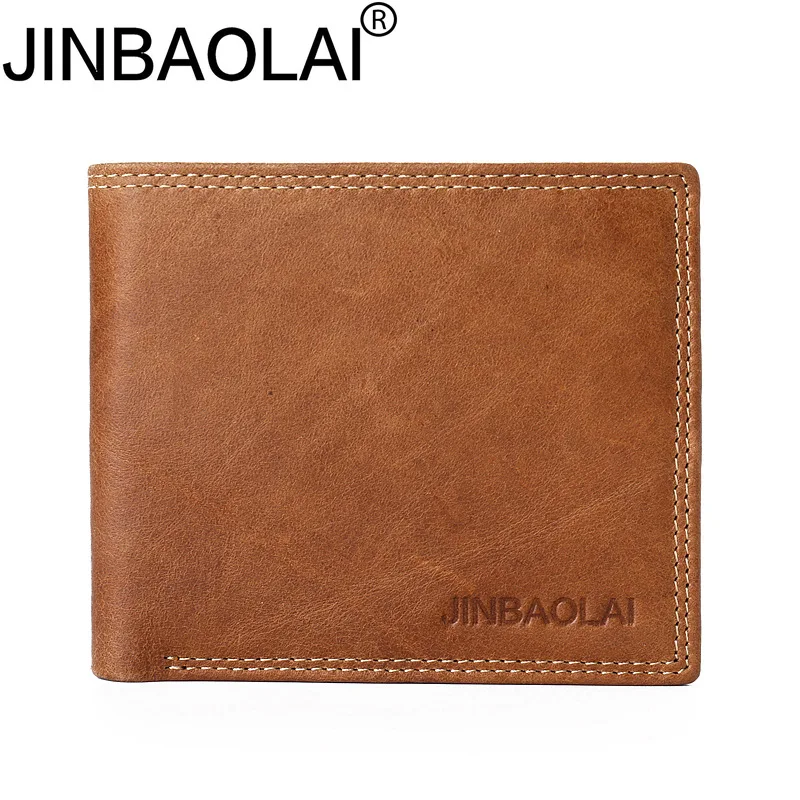 Кожаный кошелек мужской JINBAOLAI, короткий, с отделением для карт, водительских прав, модный, высокого качества, подарок для мужчин.