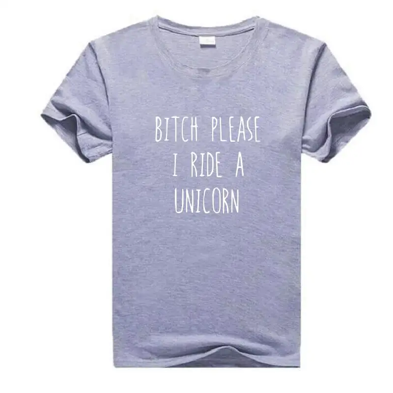 Женская хлопковая футболка с надписью Bitch Please I Ride A Unicorn цвет белый черный смешная