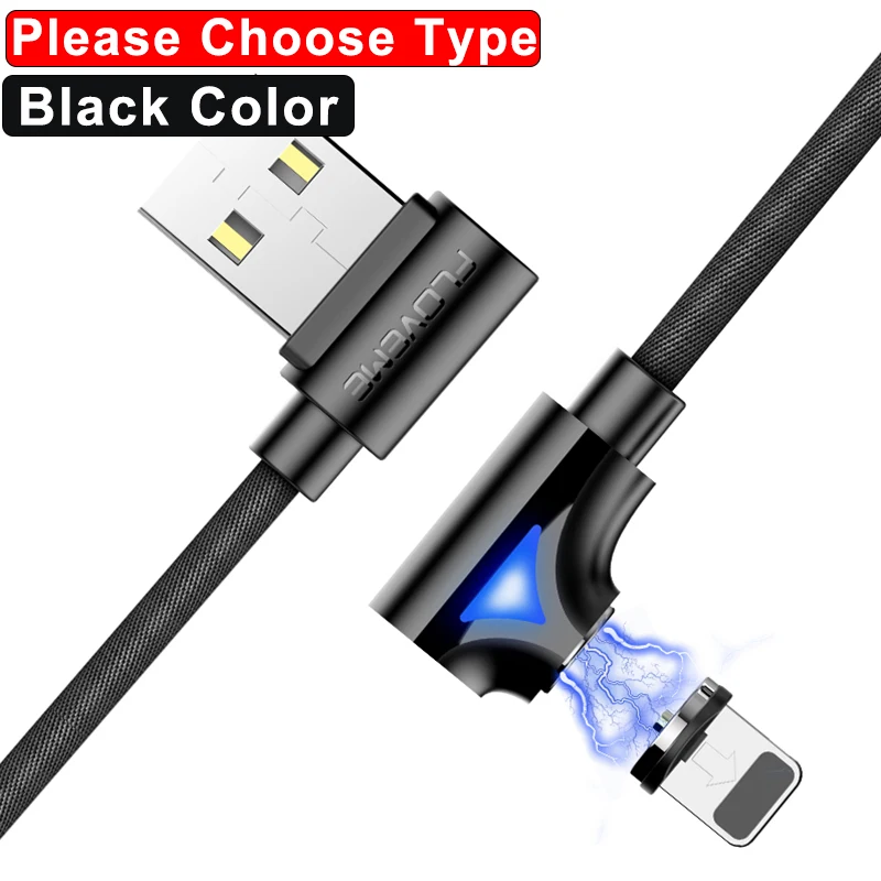 Balck Color FLOVEME USB Micro кабель для Xiaomi Redmi 4X 5A 8 A1 Note 5 4X светодиодный магнитный Micro usb зарядный кабель для HUAWEI P8 P9 P10 - Цвет: Balck Color