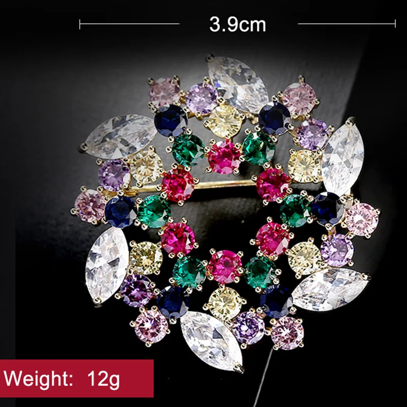 

Wreath Brooch Rhinestone Multicolor Brooches Pins Crystal Wedding Broaches for Bridal Bouquet Dress Sash Broach Jewelry Gift