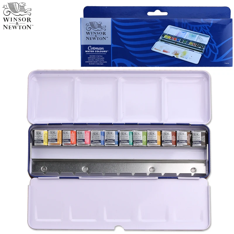 12set Blue iron box 12/12/24 Цвета Профессиональный Твердые акварельные Набор для рисования полукювет пигмент набор алмазов картина комплект для рисования, товары для рукоделия - Цвет: 12set Blue iron box