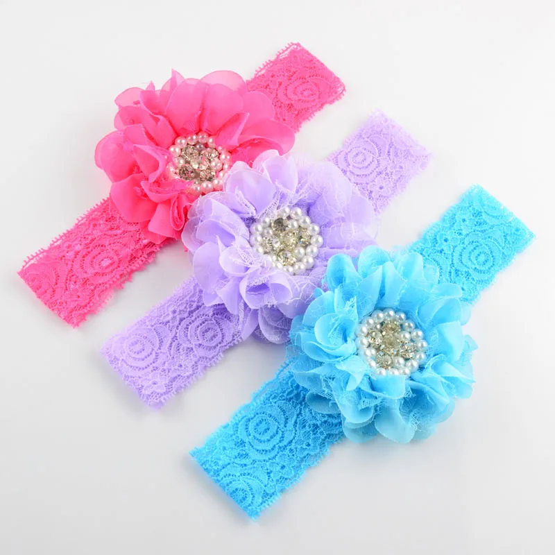 Женская Кружевная повязка на голову с большими шифоновыми цветами и