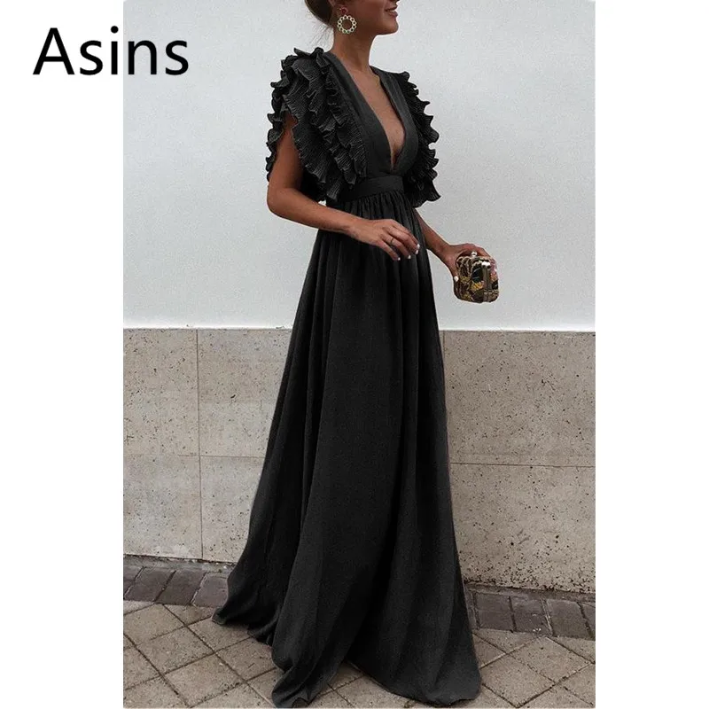 Женское Повседневное платье с глубоким v образным вырезом и высокой