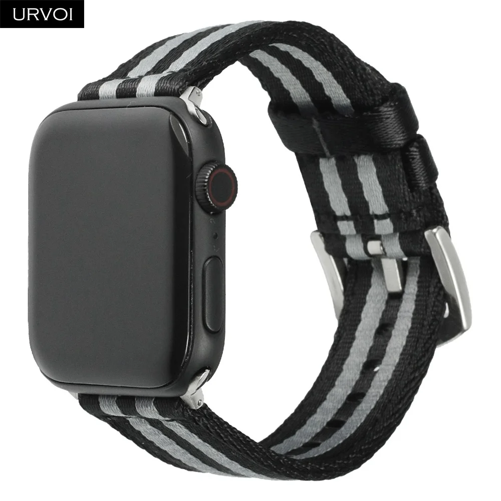 URVOI ремешок для apple watch серии 4 3 2 НАТО лямка из нейлоновой ткани для наручных часов iwatch, полосатый Замена прочная и удобная, брендовый, 38/42/40/44 мм