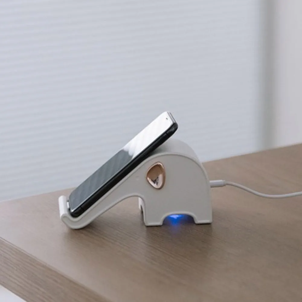 White Qi Беспроводное зарядное устройство для iPhone X XS XR 8 Plus милый слон мобильный телефон зарядка для samsung S8 S9 S10 Xiaomi Mi 9 подставка держатель - Тип штекера: White