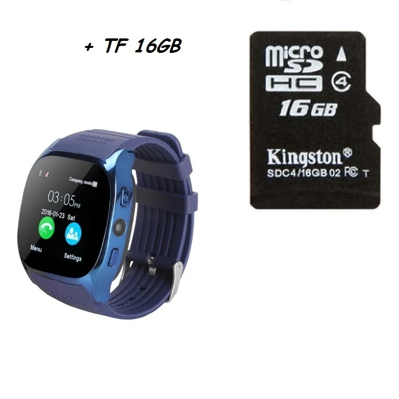 Blue with TF 16GB Stepfly T8 Bluetooth Смарт часы с камерой Facebook Whatsapp поддержка SIM TF карты вызова Smartwatch для телефона Android PK DZ09 Q18 - Цвет: Blue with TF 16GB