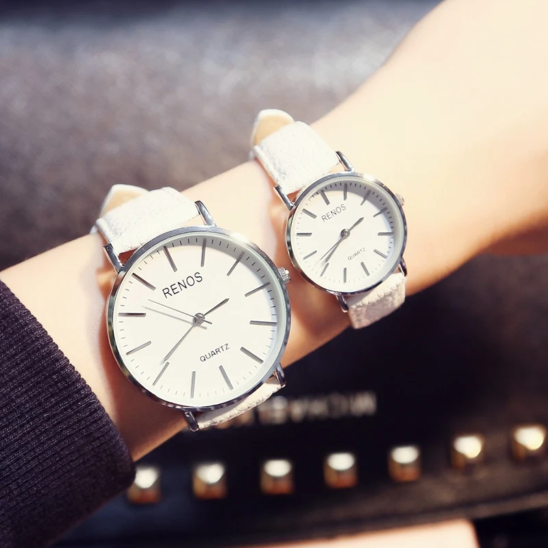 Женские кварцевые часы RENOS простые наручные в коробке модные повседневные