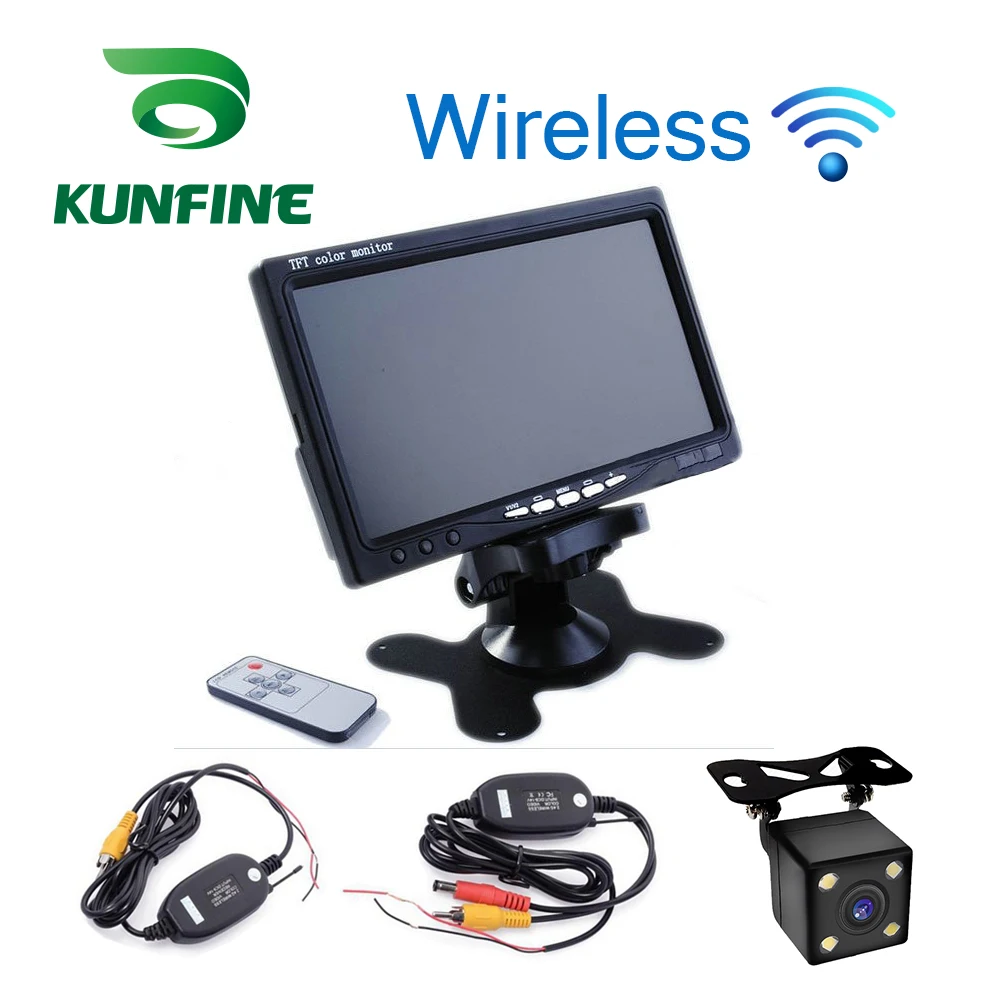 

KUNFINE Wireless 7 inch TFT LCD Car Headrest Display Monitor Rear View Display for Rearview Reverse Backup Camera Car TV Display