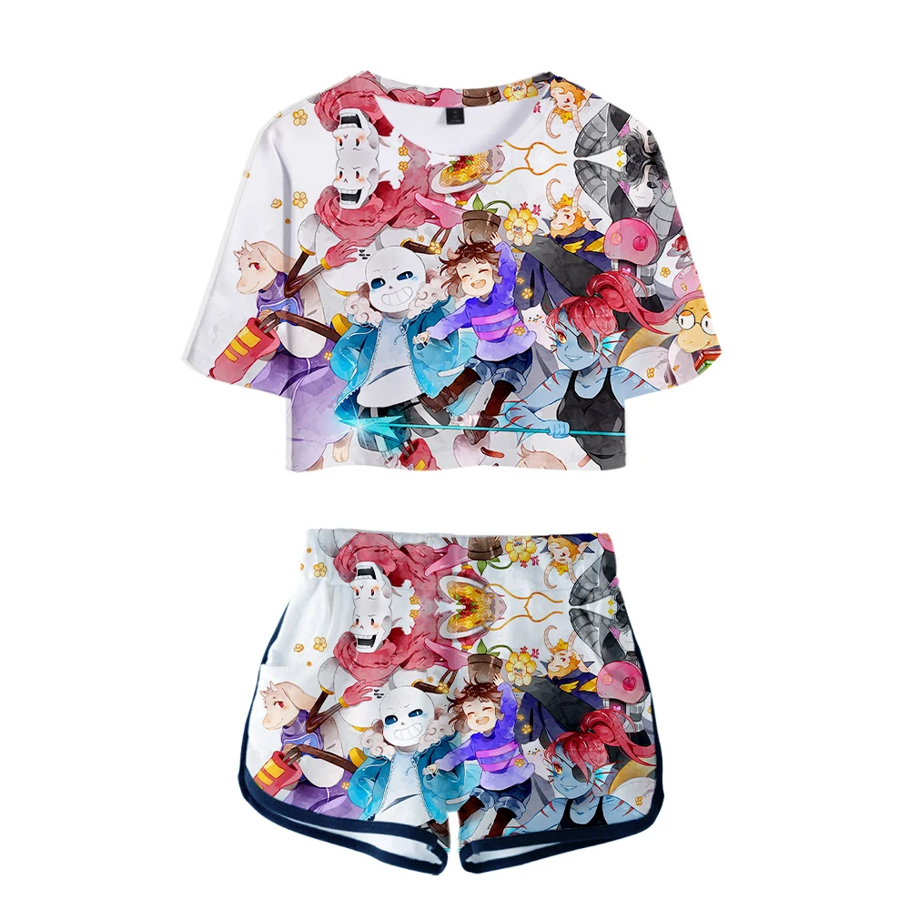 

Undertale 3D Printed Women Two Piece Set Casual Summer Crop Top+Shorts 2019 Hot Sale Trendy Streetwear Clothes