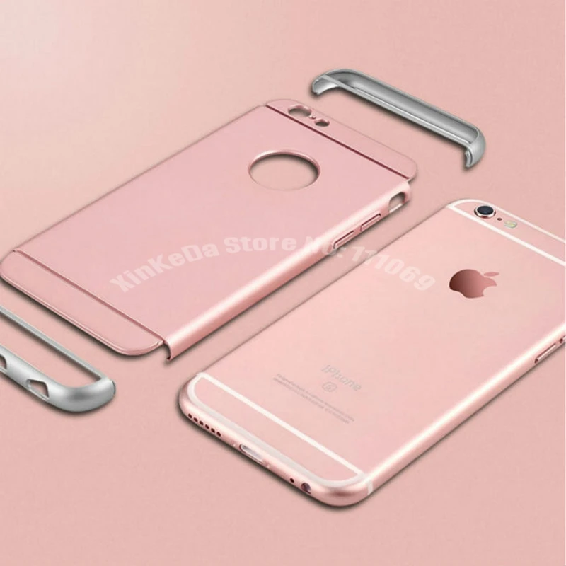 Роскошный Золотой Жесткий Чехол для iphone 7 6 6S 5 5S SE съемная задняя крышка 3 в 1 чехлы