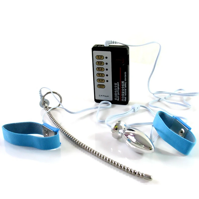 Электрический шок игрушки с овальной формы анальная пробка Кольца для пениса и