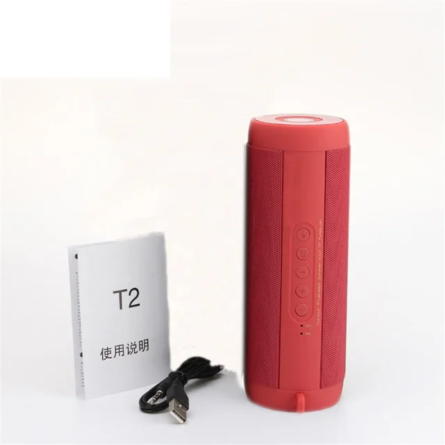 Red without box T2 Led Bluetooth динамик водонепроницаемый портативный Колонка Беспроводная колонка супер бас динамик поддержка TF FM стерео Hi-Fi мини звук Бо - Цвет: Red without box