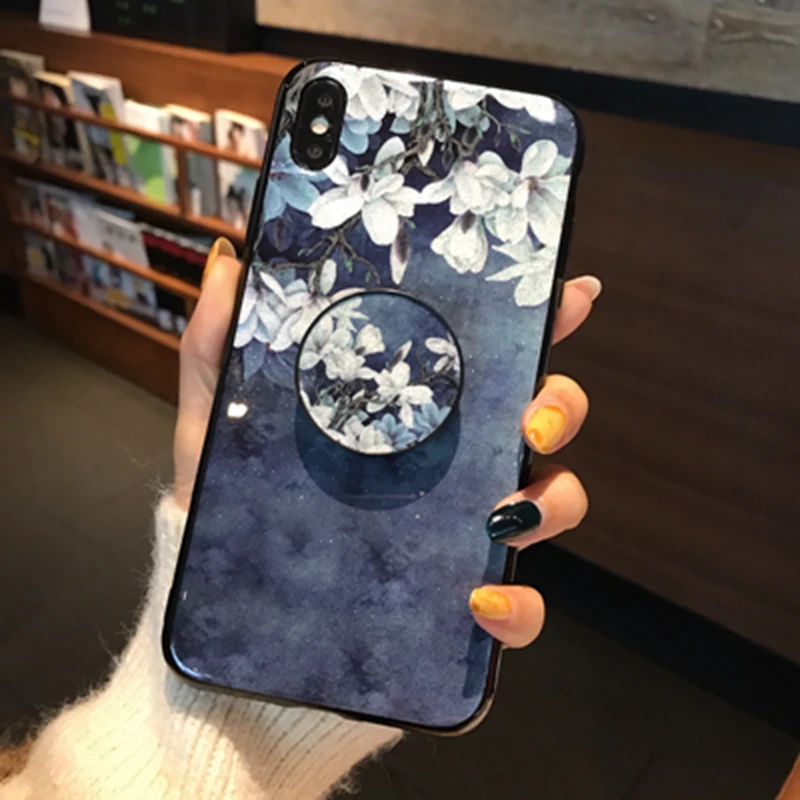 Casyva блестящий чехол для телефона Магнолия Iphone X XR XS MAX Модный 6 7 8 6S plus кронштейн