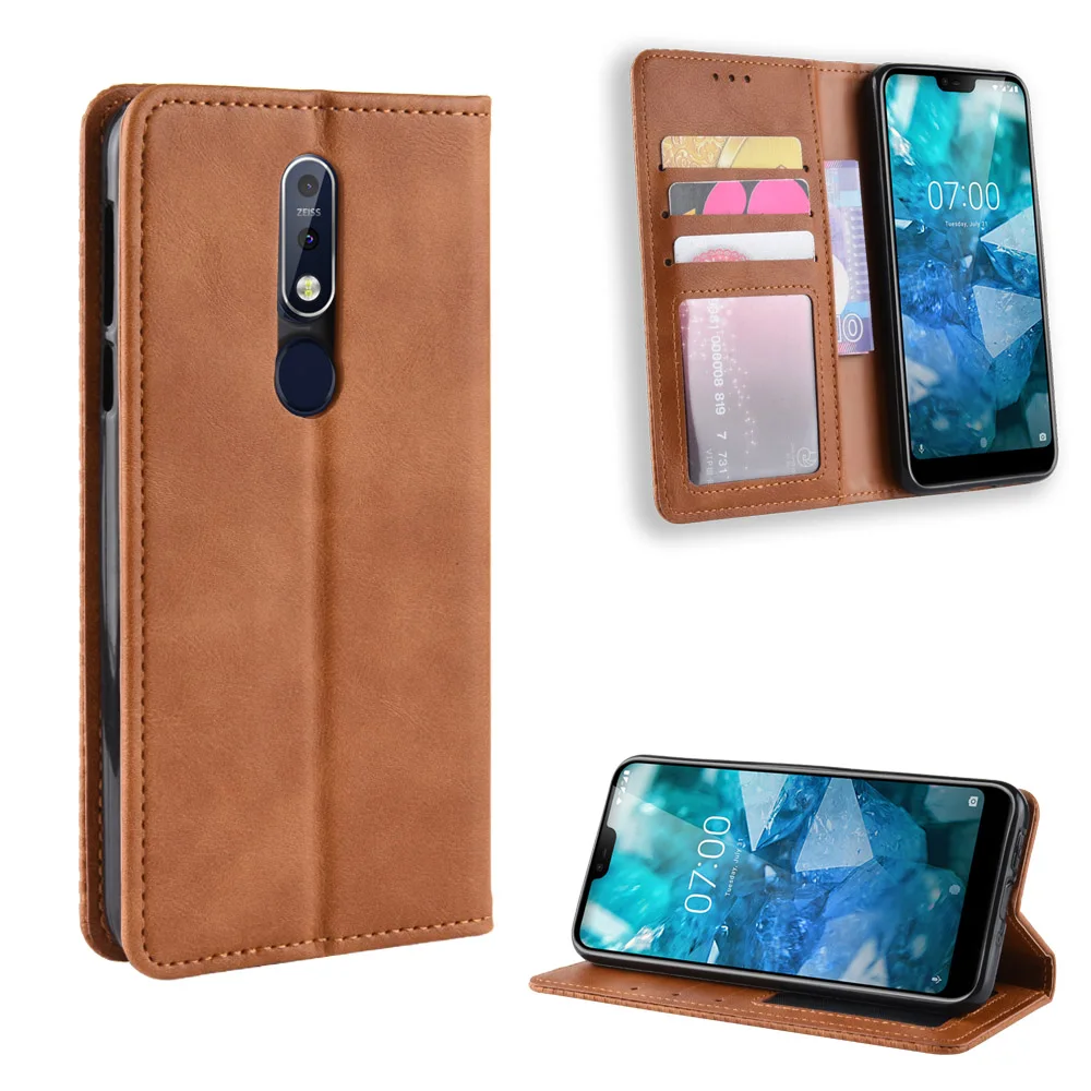 Магнитный винтажный кожаный чехол премиум класса для Nokia 7 1 TA 1085 1095 1096 1100 с