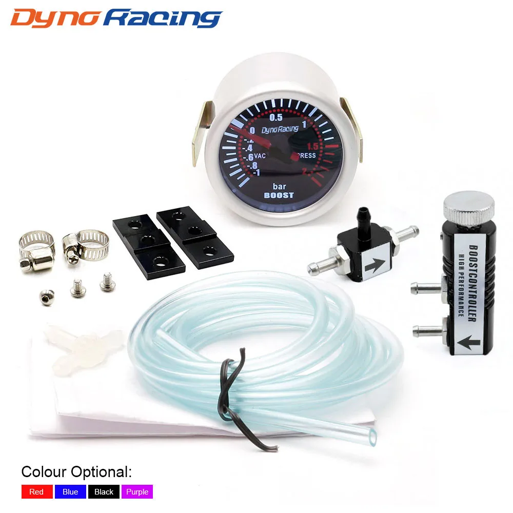 with Black Controlle Dynoracing " 52 мм Автомобильный Дымок Лен турбо Boost Gauge-1-2 бар с регулируемым Авто турбо Boost контроллер комплект 1-30 PSI в салоне - Цвет: with Black Controlle