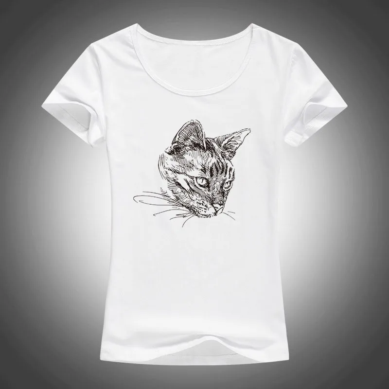 Женская футболка с круглым вырезом забавная хлопковая Футболка 3D-принтом кота в