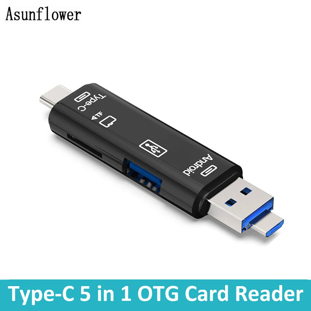 Кардридер Micro USB с TF картой OTG адаптер для смарт карт памяти ноутбука MacBook 3 1 Type C - Фото №1