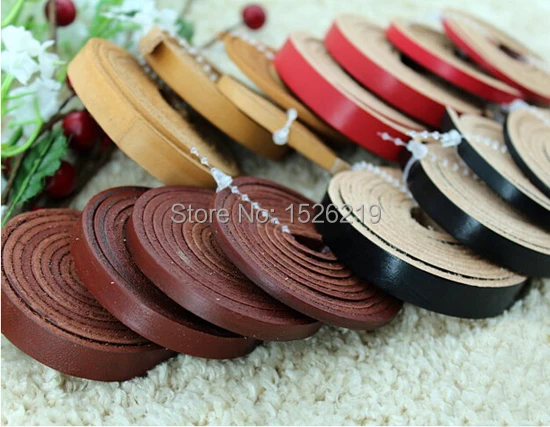 Шнур из 100% натуральной коровьей кожи 5 метров черный/бежевый/коричневый плоские