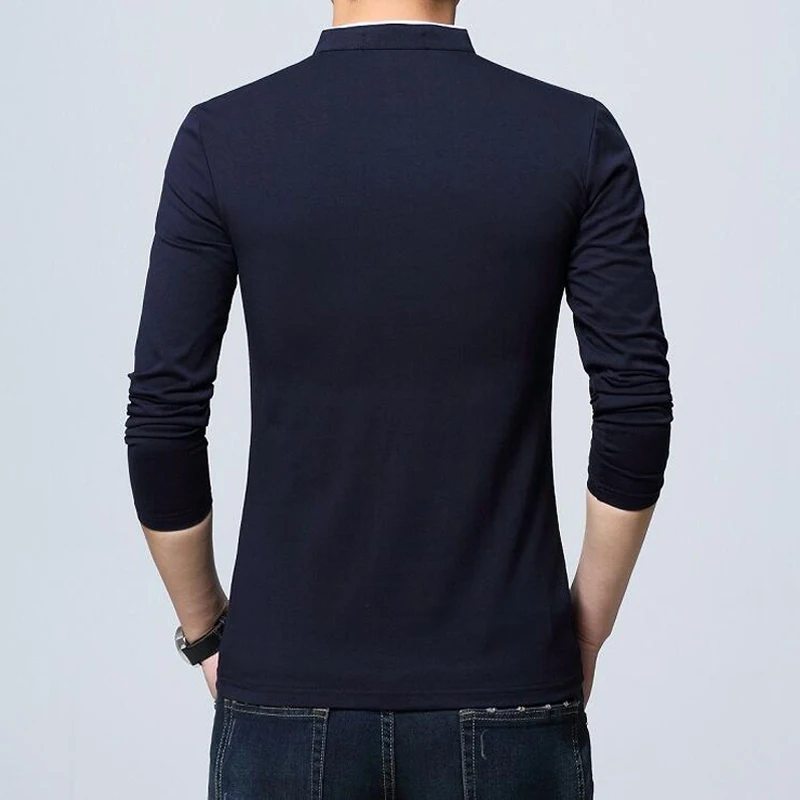 Мужская футболка с длинным рукавом и воротником стойкой размеры до 5XL|new men polo