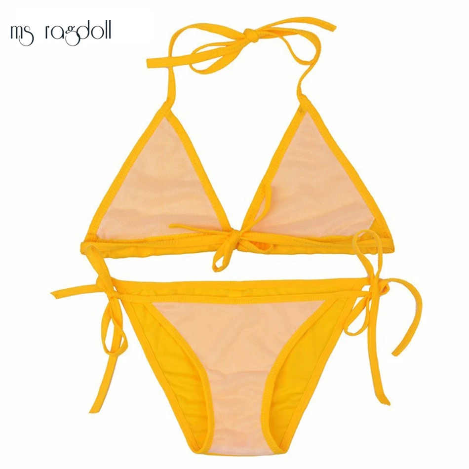 2018 Бразильское бикини сексуальное женское нижнее белье с лямкой на шее летнее