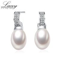 freshwater natural pearl earringsreal 925 sterling silver pearl drop earrings for women