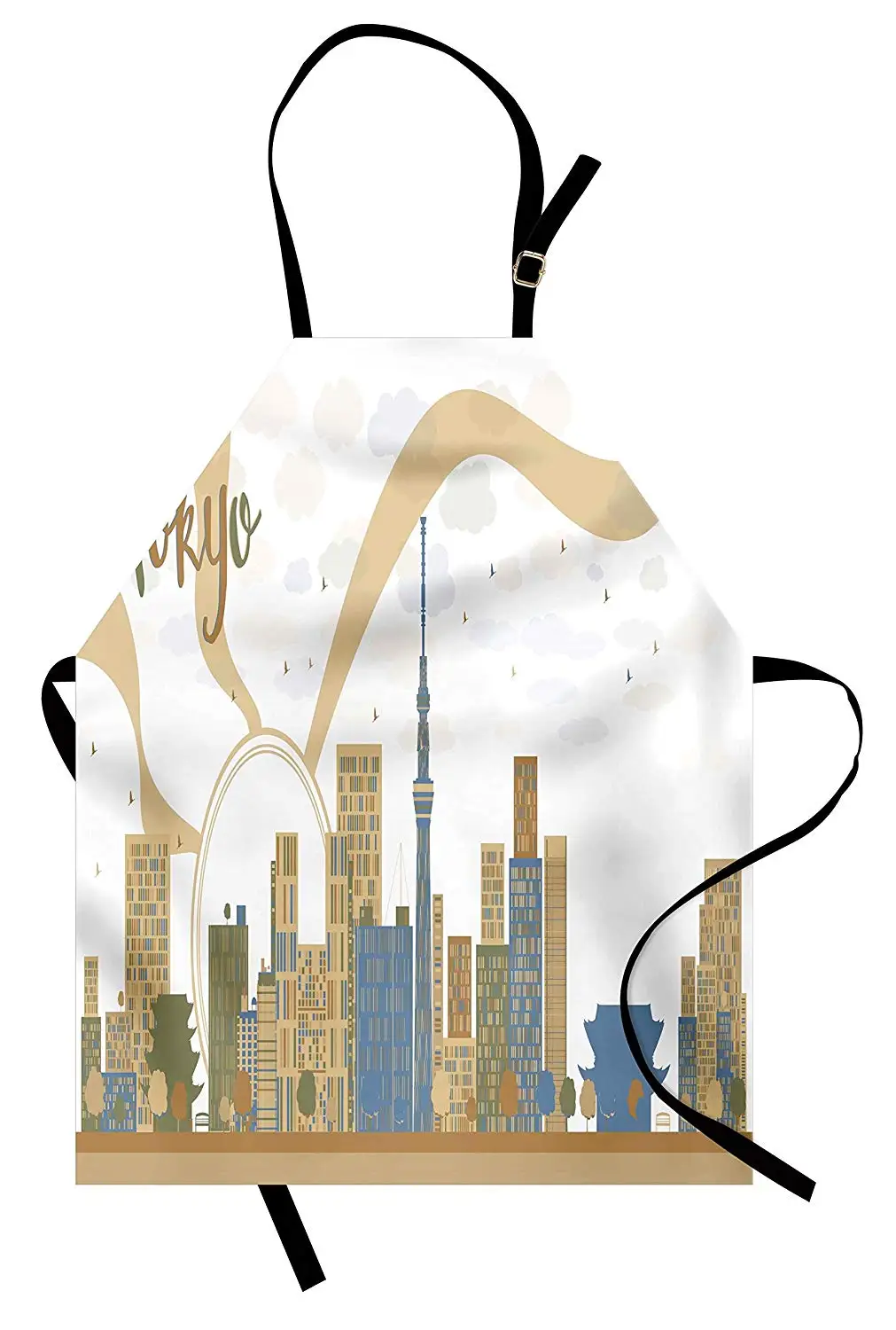 Токийский фартук плоский дизайн городские архитектурные здания башни и пагода