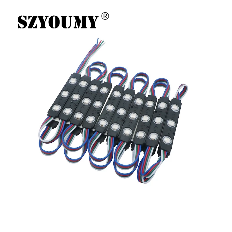 SZYOUMY 5050 SMD RGB 3LED инъекционный светодиодный Светодиодный модуль с объективом 12 В