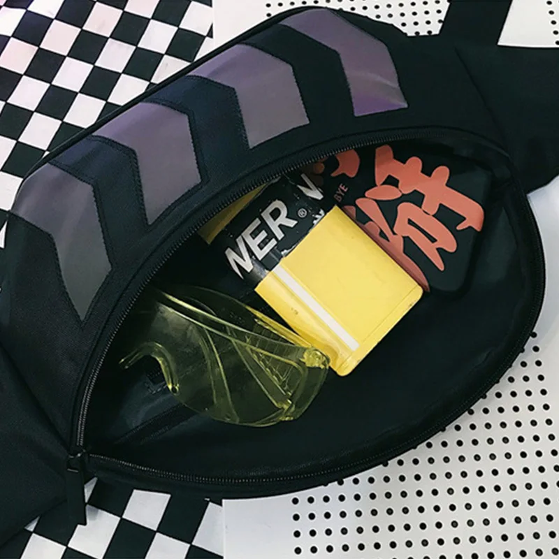 

New Fanny Pack Women Noctilucent Hip hop Bag Unisex Waist Bags Fashion Female Waist pack High capacity Oxford cloth Chest pack
