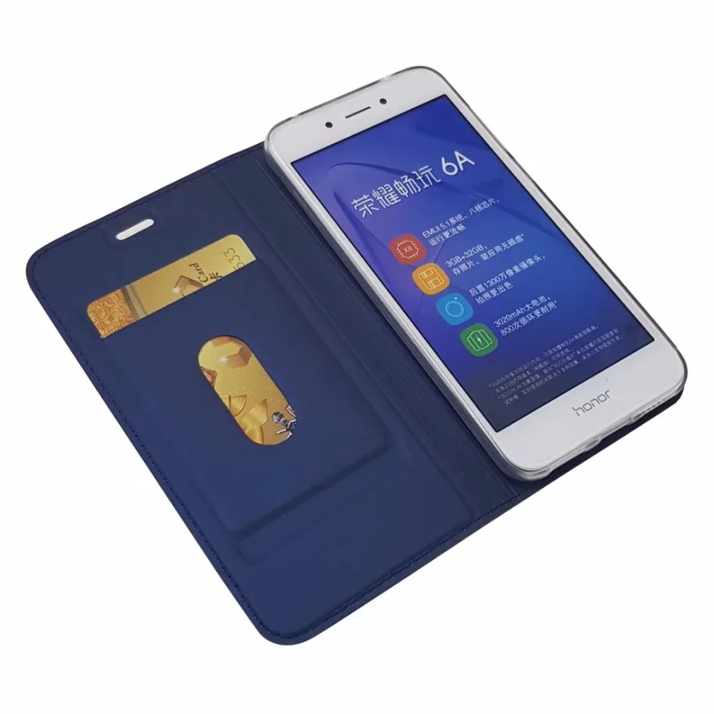 Раскладной Магнитный чехол-книжка для Huawei Honor 6A с подставкой и отделением карт