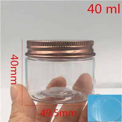 40 ml inner lid 50pc 50 шт./партия прозрачная пластиковая маленькая банка крем контейнер для специй банка Запчасти для хранения бронзовая Обложка 47 мм открывающаяся бутылка - Цвет: 40 ml inner lid 50pc