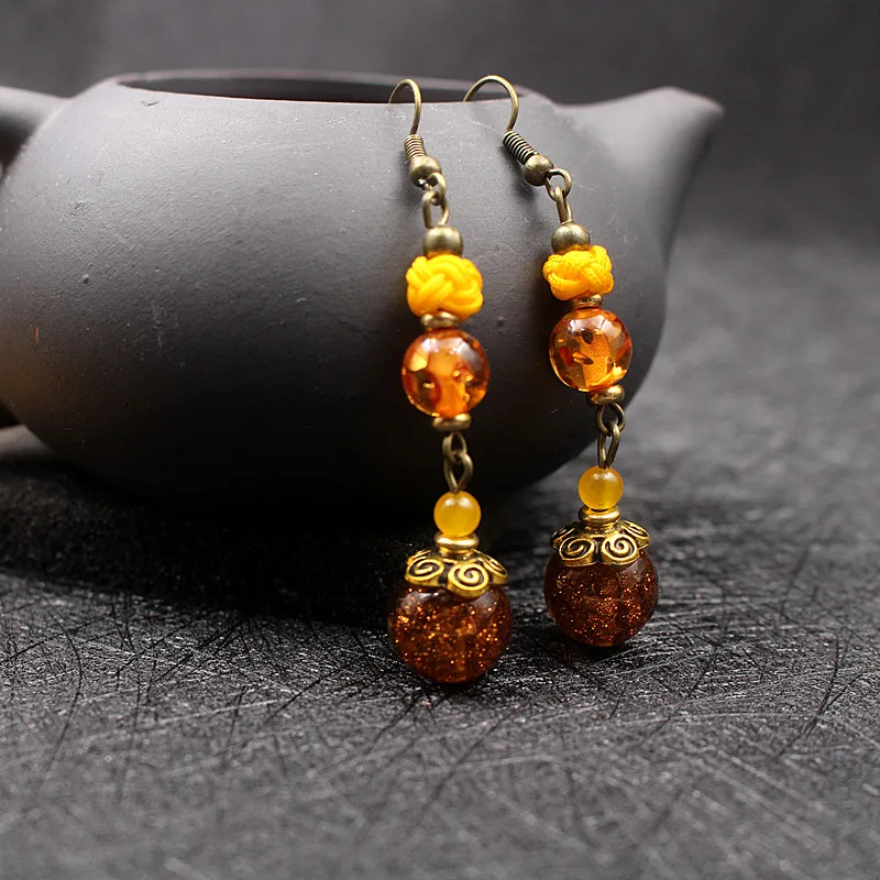 Женские серьги-подвески Yanting желтое глазированное стекло модные свадебные