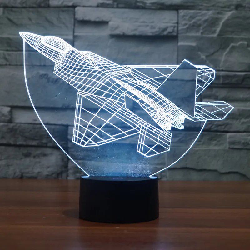 2016 Новый самолет 1 красочный 3D свет креативная сенсорная настольная лампа