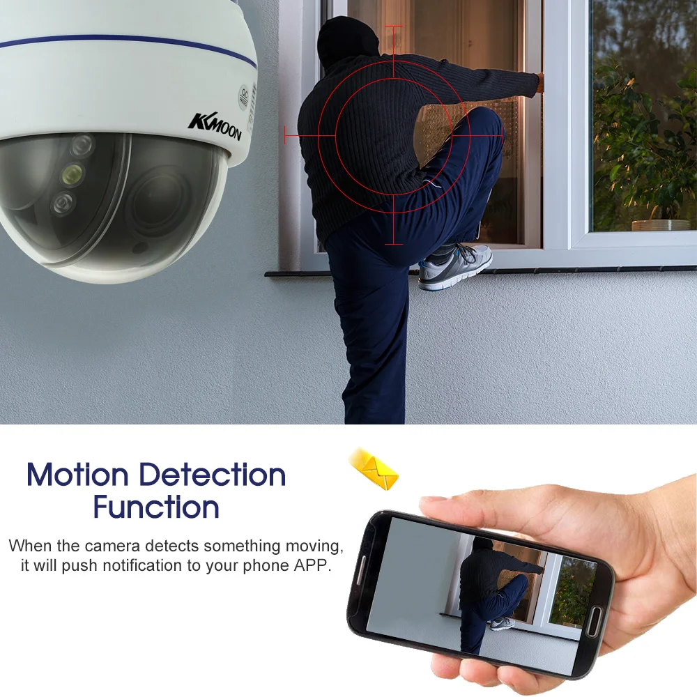 Беспроводная купольная IP камера KKmoon 1080P с Wi Fi 2 8 12 мм автофокус P2P приложение для