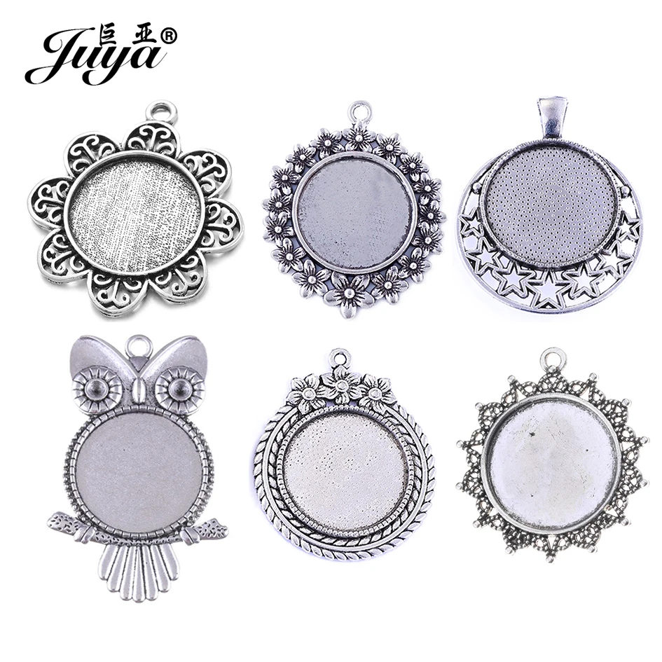 

JUYA 10pcs/lot 25mm Ancient Cabochon Base Tray Bezel Blank Setting For Pendant Necklace DIY Jewelry Making Findings jewellery