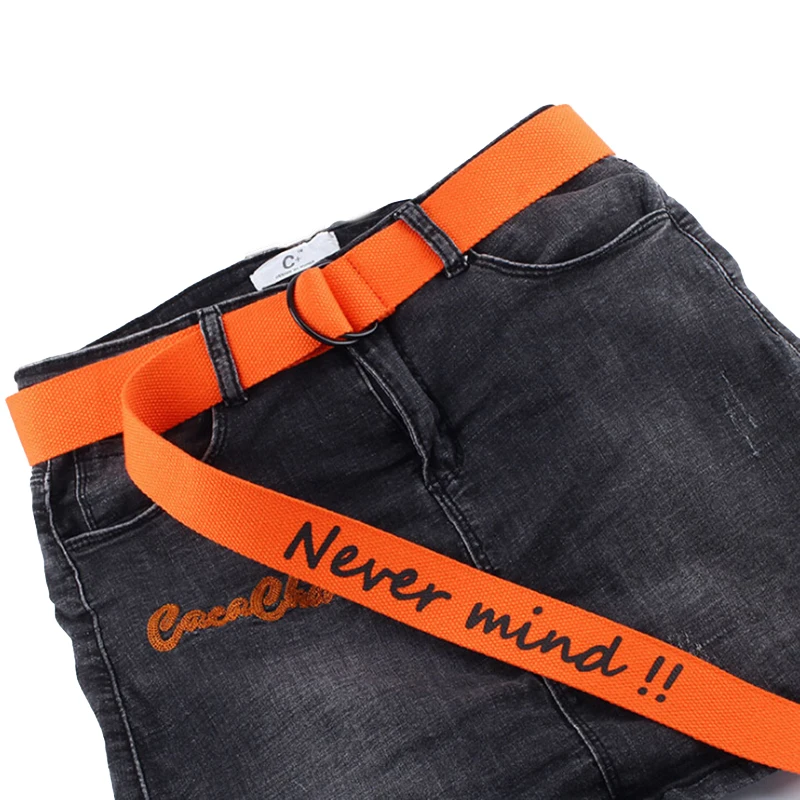 

Letter Embroidery Harajuku Canvas Waist Belt Colourful Style Canvas Belts Women Men Street Punk Strap