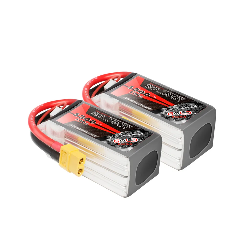 2 шт. GOLDBAT FPV Lipo батарея 1300 мАч 4S 100C батарея 14,8 в Дрон батарея lipo 4S с XT60 разъем для самолета Дрон FPV Racing